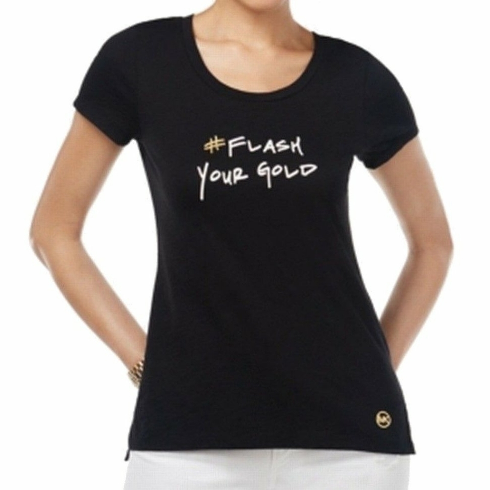 Michael Kors|Flash Your Gold Graphic Tee Size L